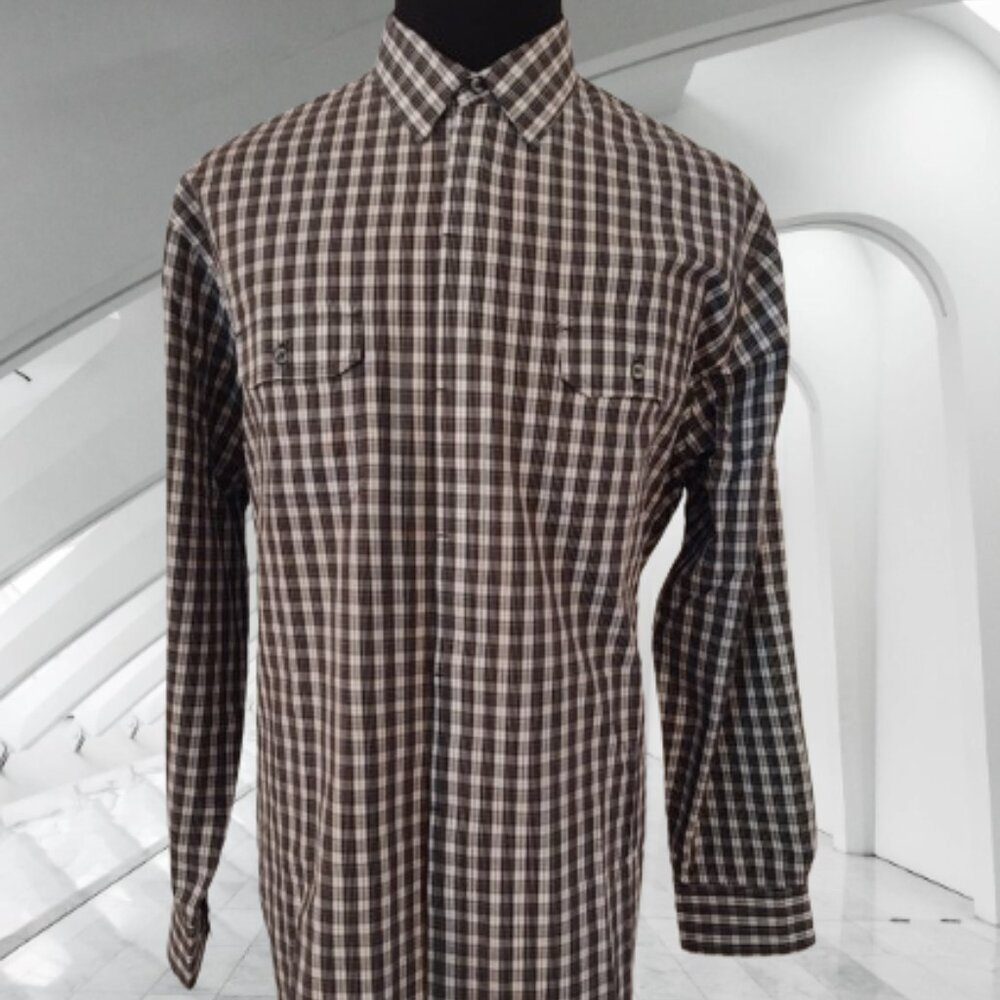 SPRING + MERCER MEN LONG SLEEVE HIDDEN FRONT BUTTONS CASUAL DRESS SHIRT -  XXL